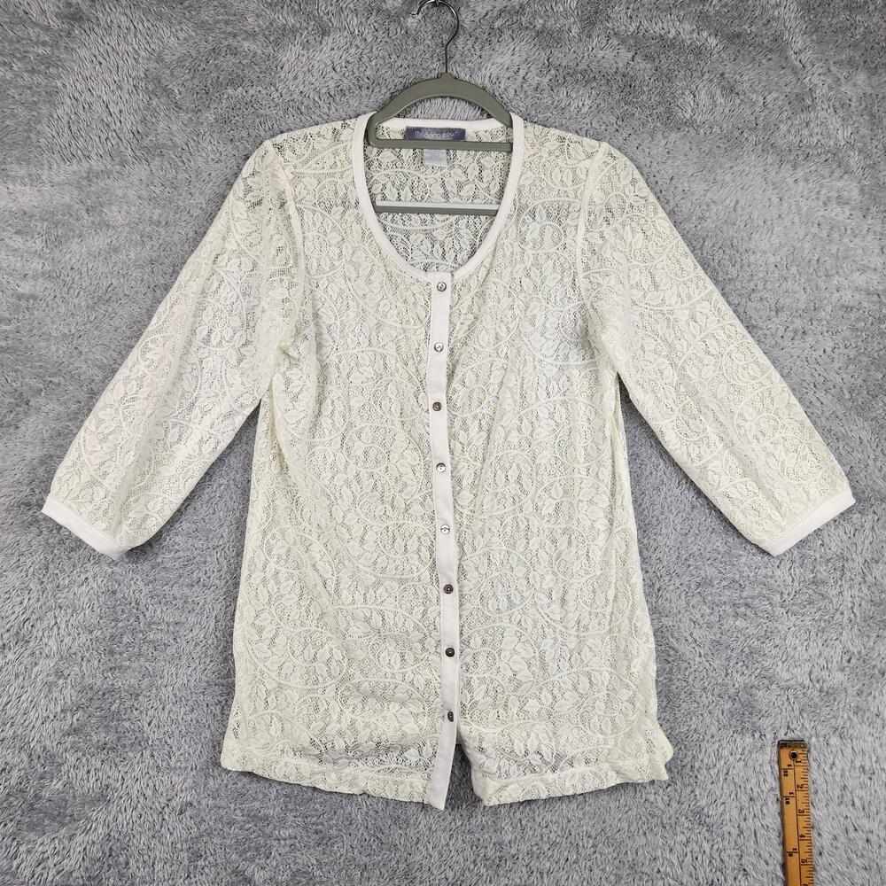 Vintage Modern Soul Blouse Womens Small White Lace Sheer Tunic Boho Top Fairy